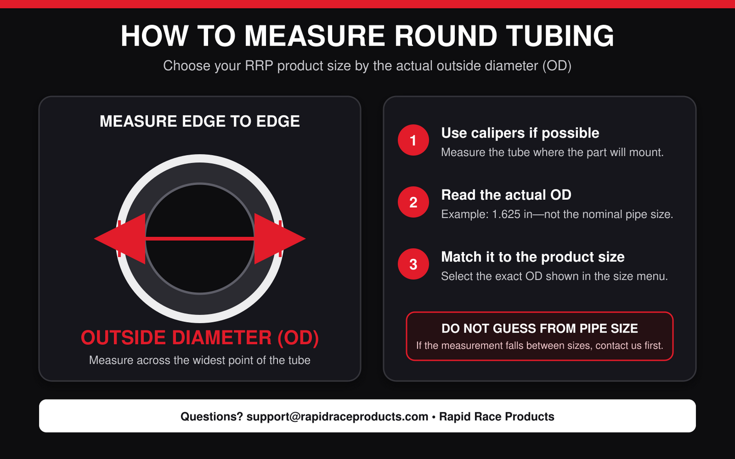 How to measure round tubing outside diameter for RRP products